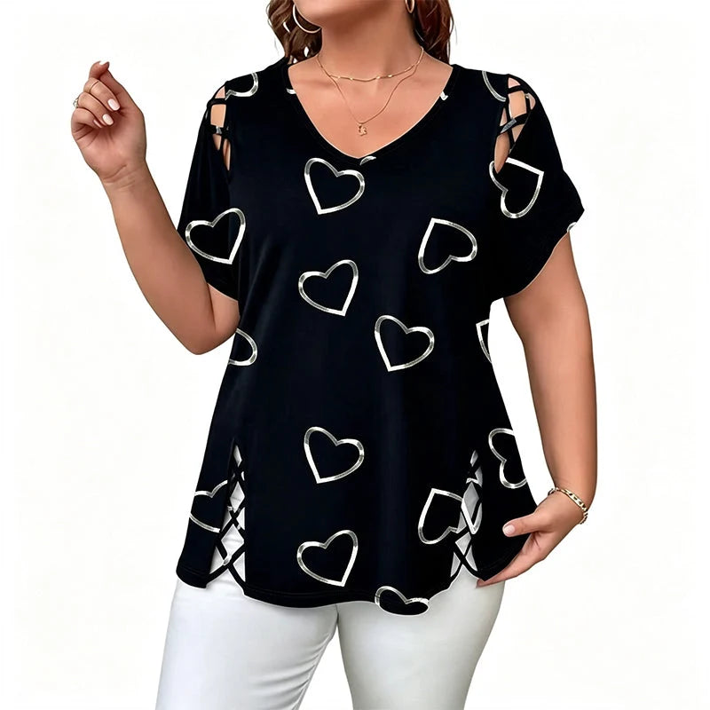 THE VALERIE | Elegant top med hjerteprint