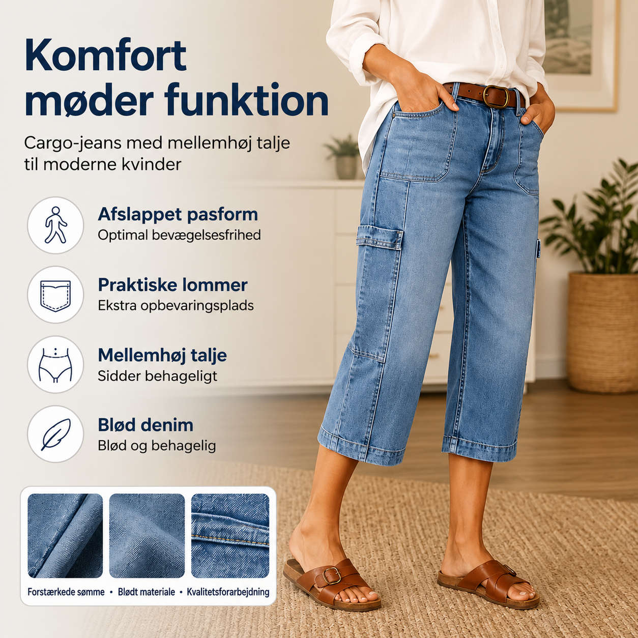 THE ÉLANA — Komfortable Denim Capribukser