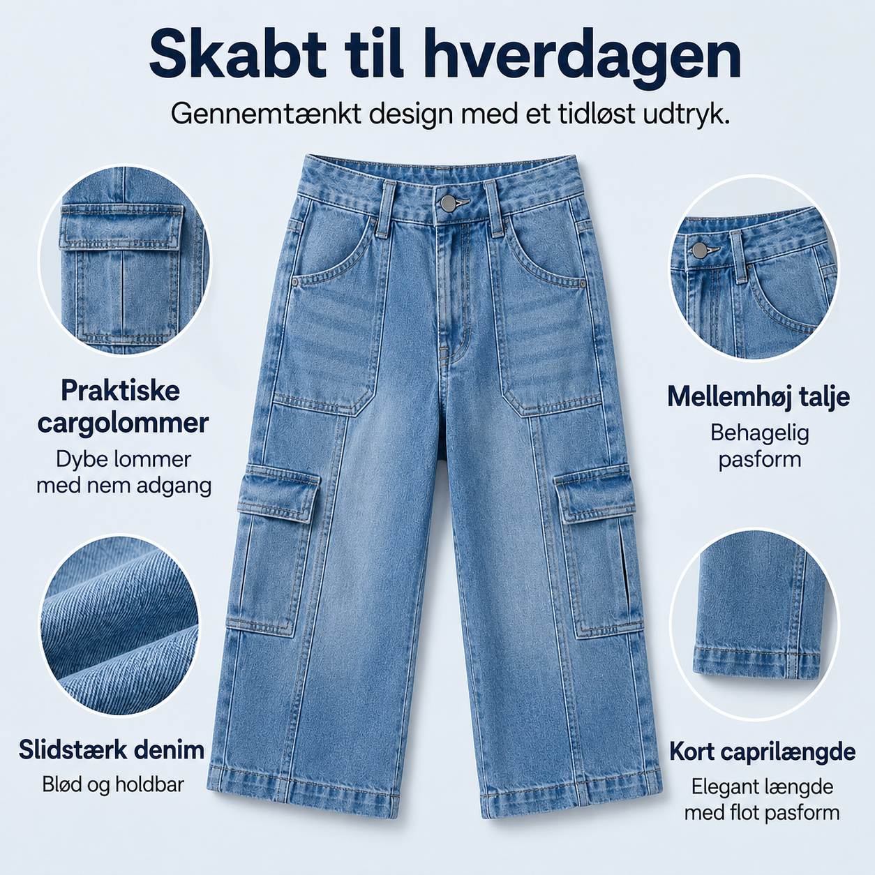 THE ÉLANA — Komfortable Denim Capribukser