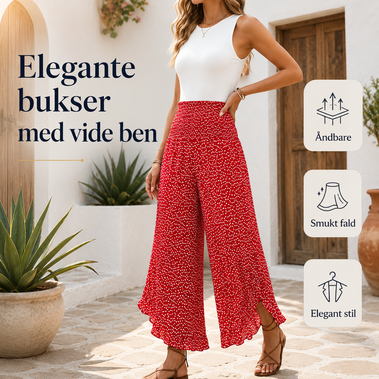 THE FLORÈNE | Luftige bukser med vide ben