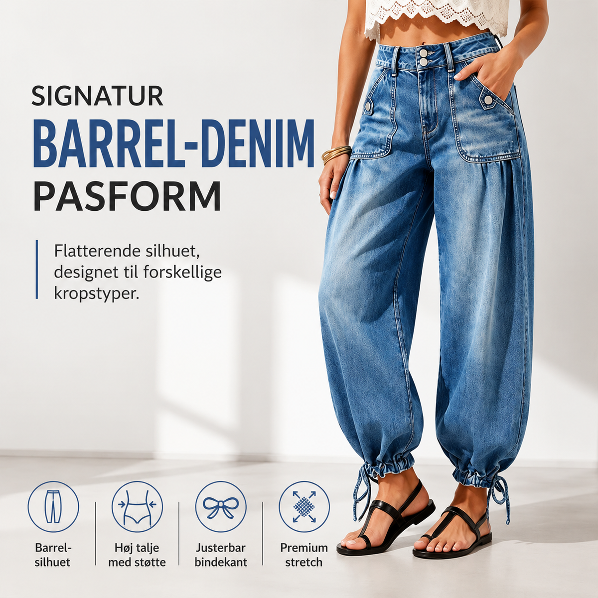 THE SAGA | Barrel Jeans med justerbar kant