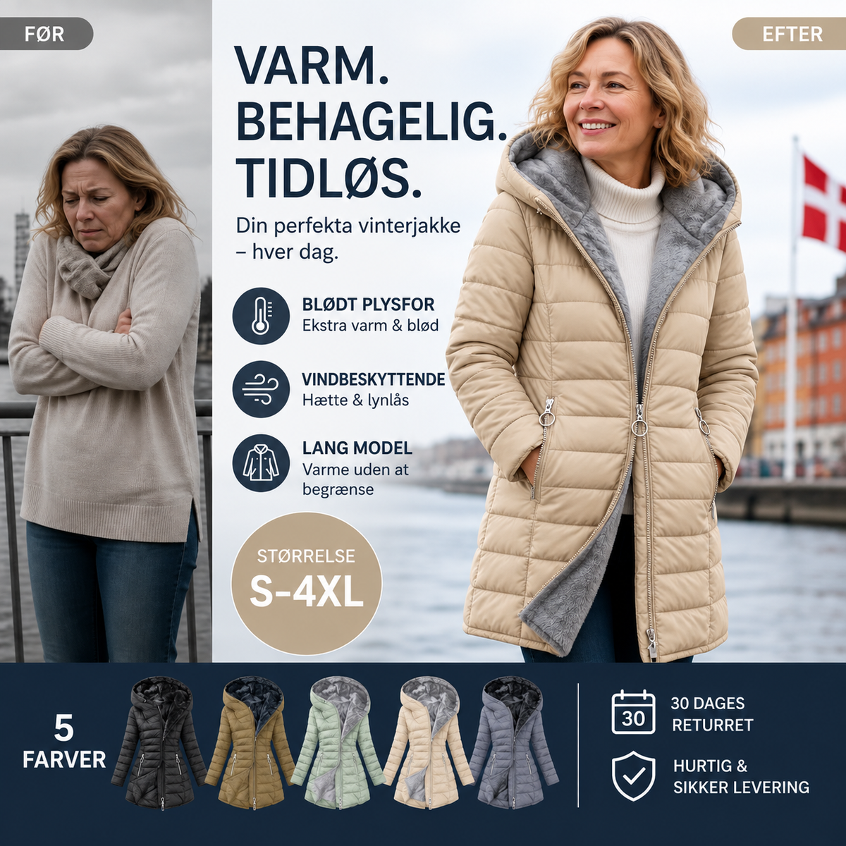 THE ALVINA | Varm Vinterjakke med Blødt Plysfor