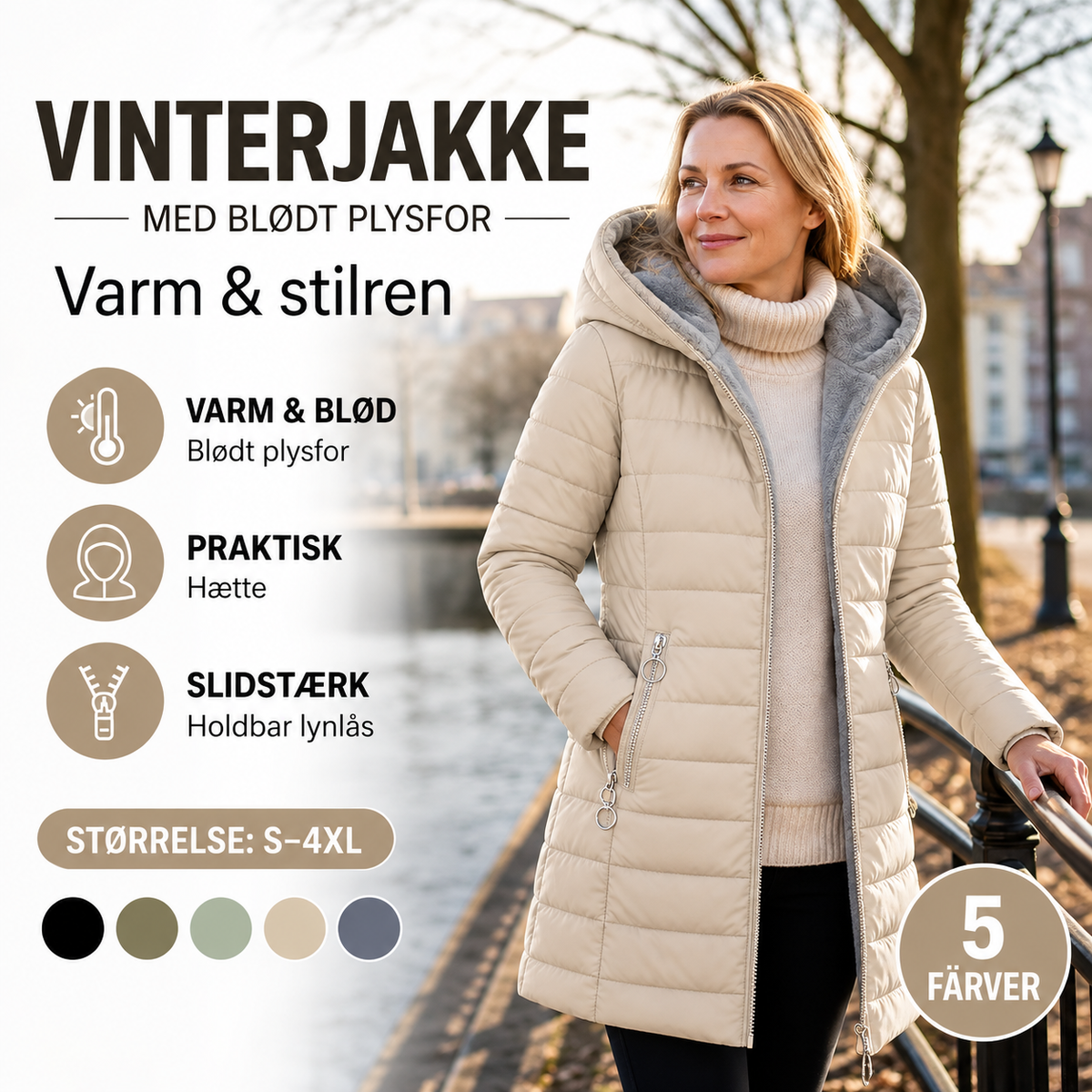 THE ALVINA | Varm Vinterjakke med Blødt Plysfor