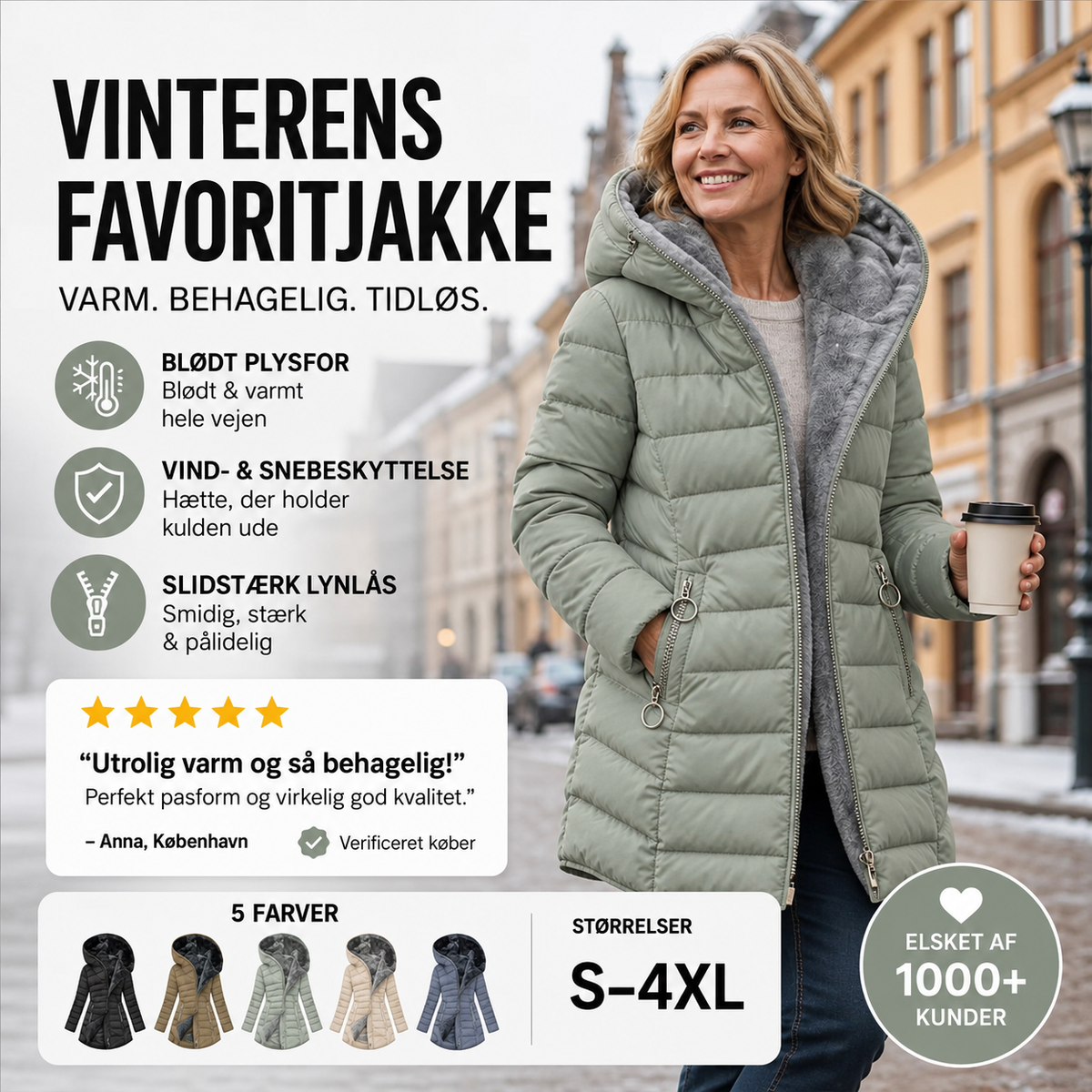 THE ALVINA | Varm Vinterjakke med Blødt Plysfor