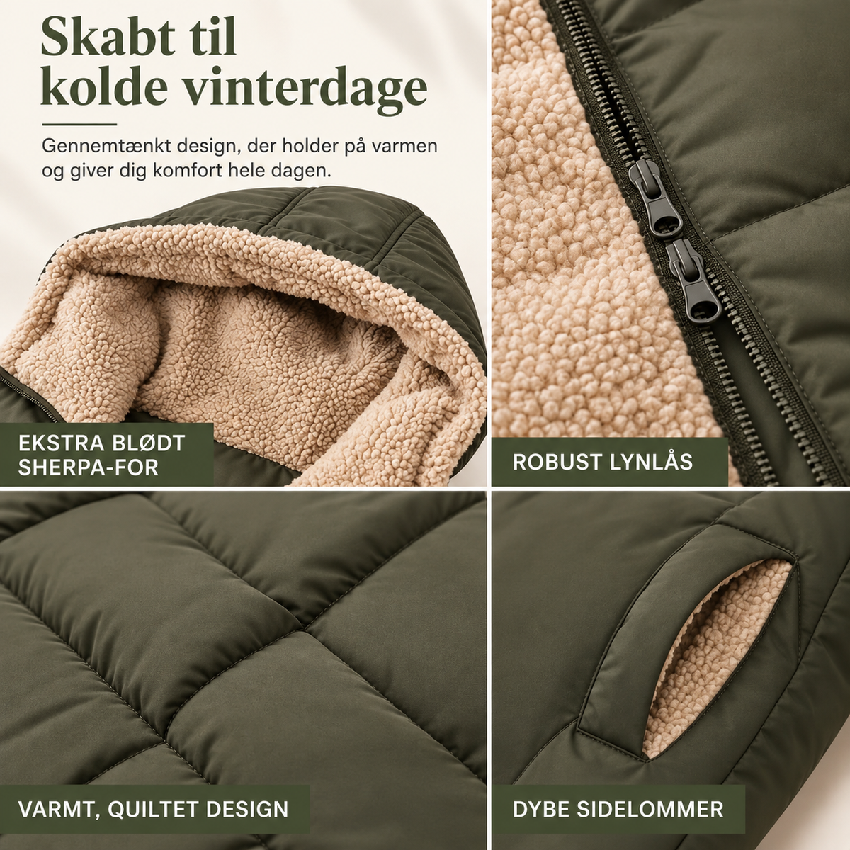 THE ELVIRA | Lang Vinterjakke med Sherpa-for
