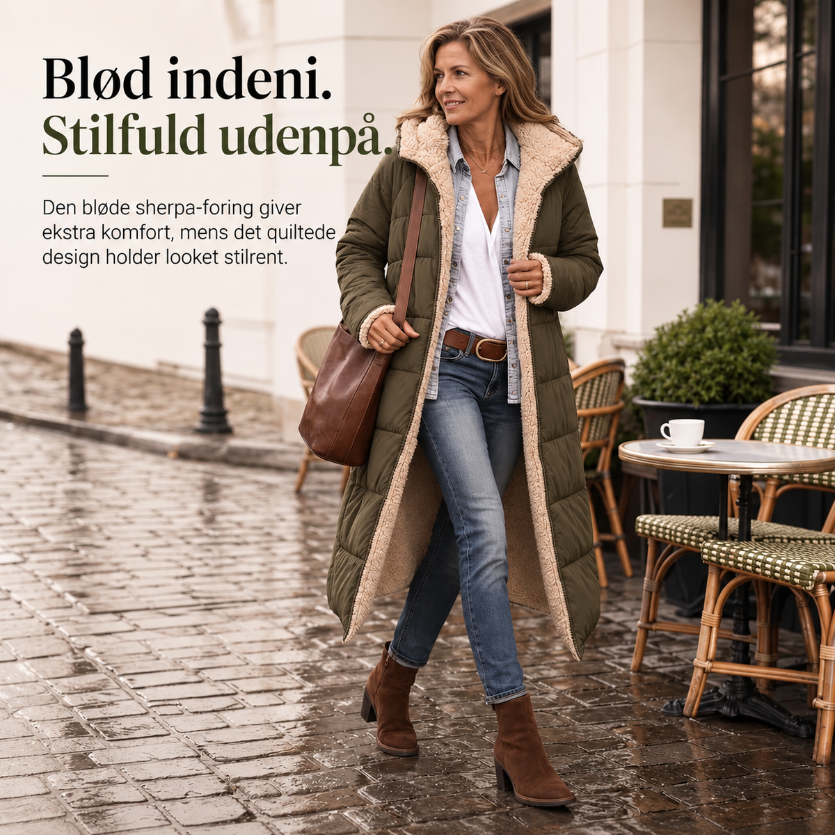 THE ELVIRA | Lang Vinterjakke med Sherpa-for