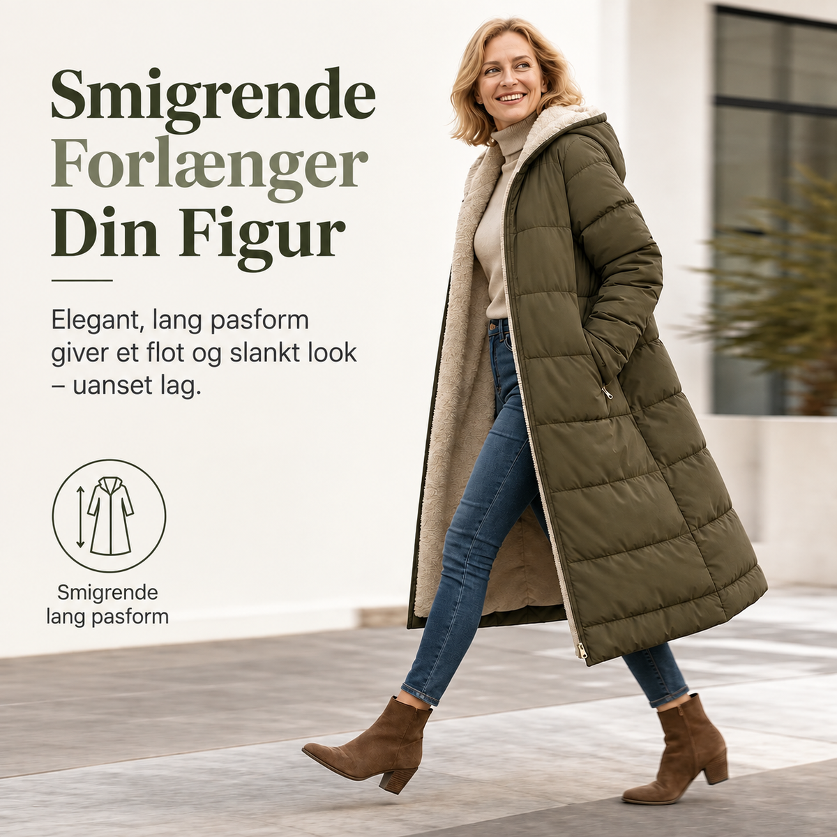 THE ELVIRA | Lang Vinterjakke med Sherpa-for