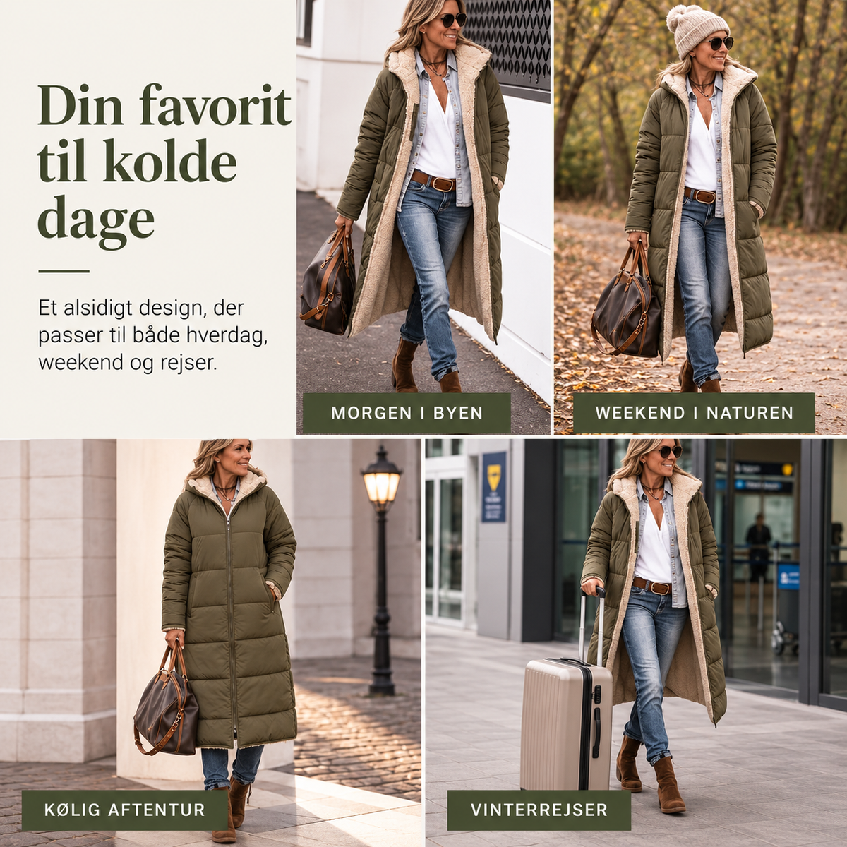 THE ELVIRA | Lang Vinterjakke med Sherpa-for