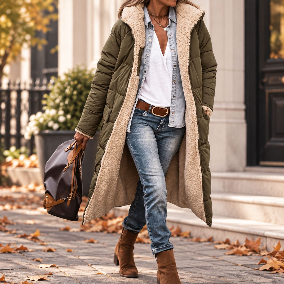 THE ELVIRA | Lang Vinterjakke med Sherpa-for