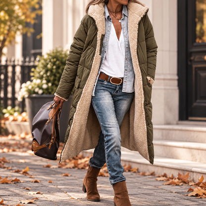THE ELVIRA | Lang Vinterjakke med Sherpa-for
