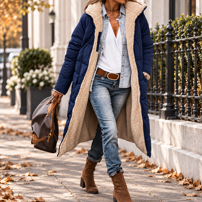 THE ELVIRA | Lang Vinterjakke med Sherpa-for