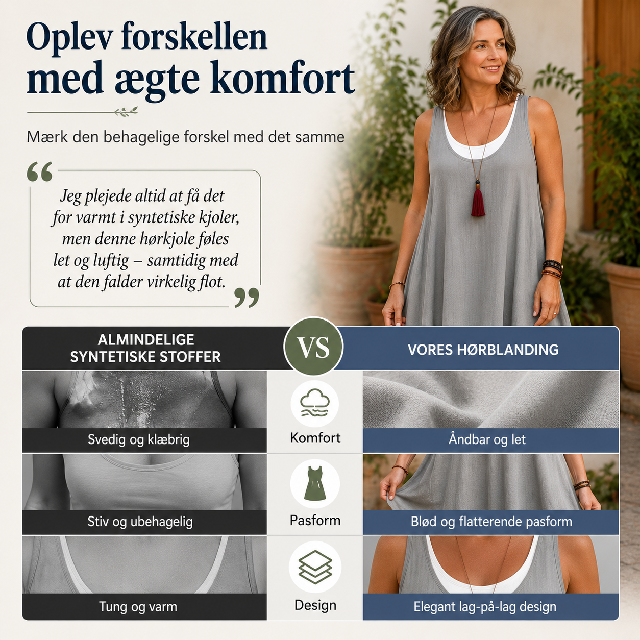 Sofia | Elegant Hørkjole med Lag-på-Lag Design