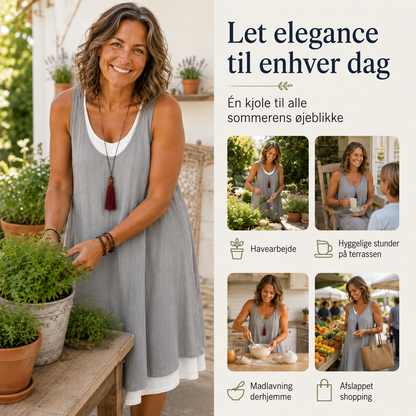 Sofia | Elegant Hørkjole med Lag-på-Lag Design